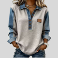 Voxanne™ | Sweter z denimu z kołnierzem