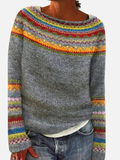 Lene | Wzorzysty sweter z dzianiny z pasem
