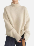 Anne | Oversize Sweter z Golfem z Miękkiej Dzianiny