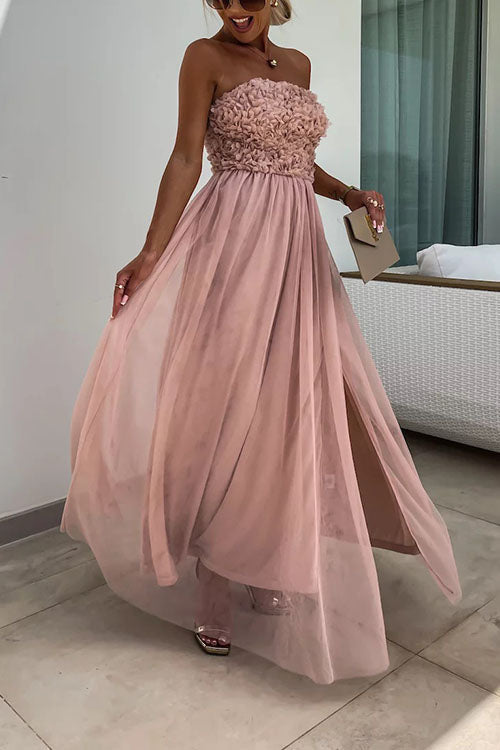 Ari - Modne maxi sukienka z rozcięciem