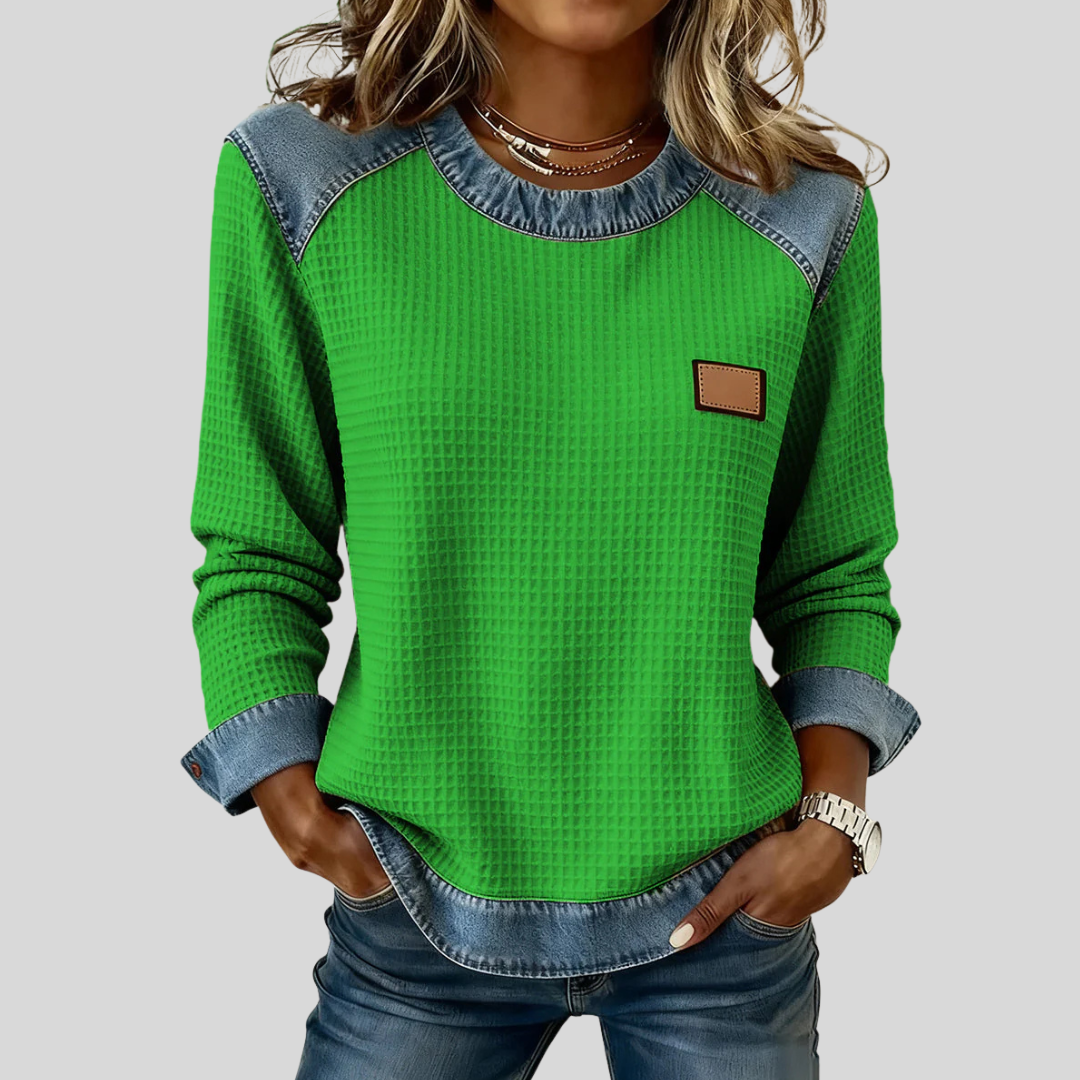 Delancine™ | Sweter Waffle z Wzorem Patchwork
