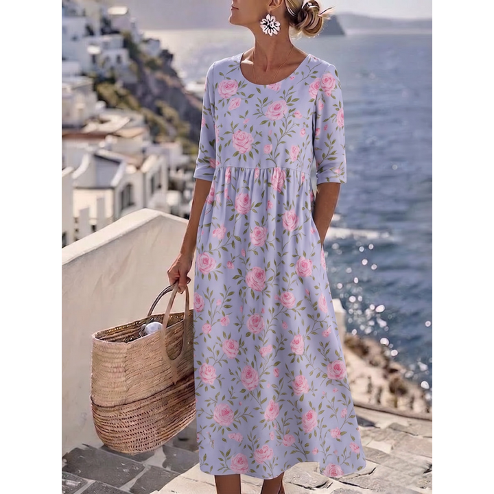 Sophia™ - Elegancka Kwiatowa Sukienka Midi na Lato