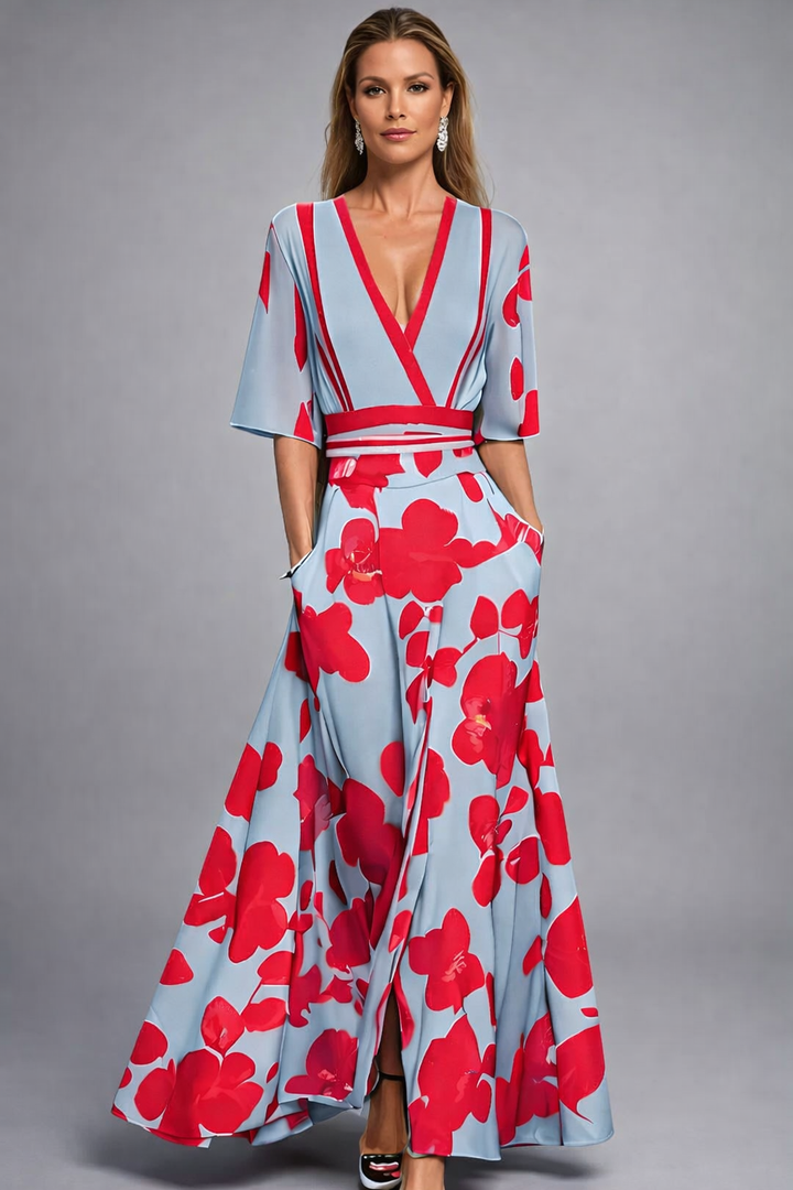 Elisa - Elegancka sukienka maxi z kwiatami