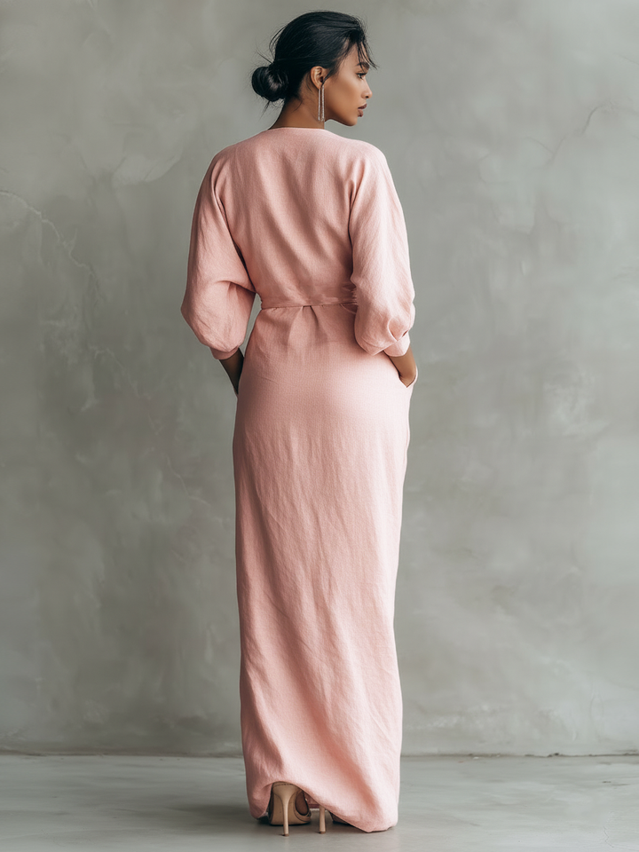 Julianna | Minimalistyczna sukienka maxi z wiązaniem