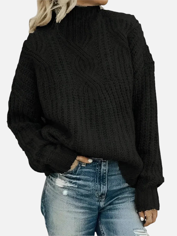 Mette | Sweter z wysokim kołnierzem w splot kabelkowy