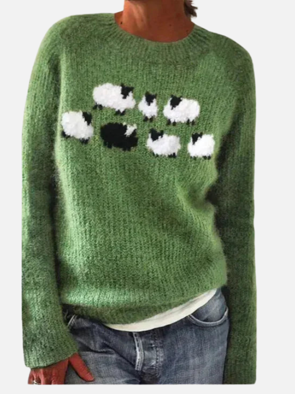 Lene | Wzorzysty sweter z dzianiny z pasem