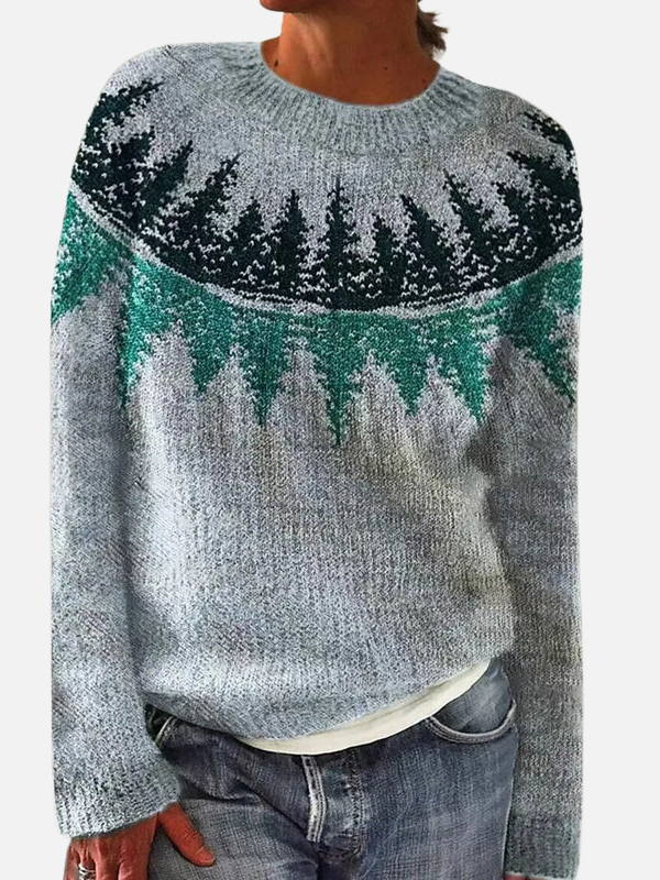Lene | Wzorzysty sweter z dzianiny z pasem