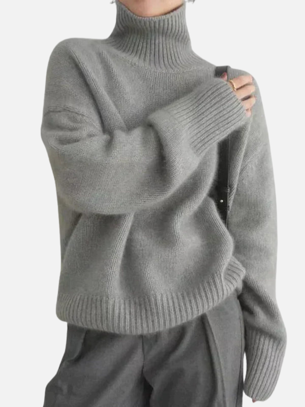 Anne | Oversize Sweter z Golfem z Miękkiej Dzianiny