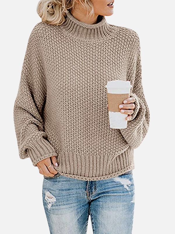 Anna | Oversize Sweter z Golfem w Grubym Splecie