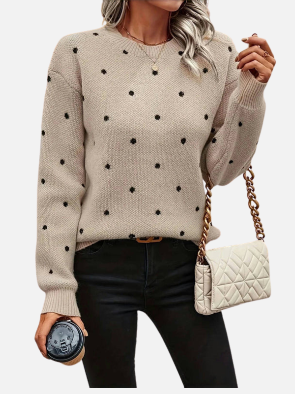 Lene | Sweter w kropki z okrągłym dekoltem
