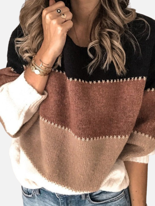 Kirsten | Pasiaste sweter z okrągłym dekoltem