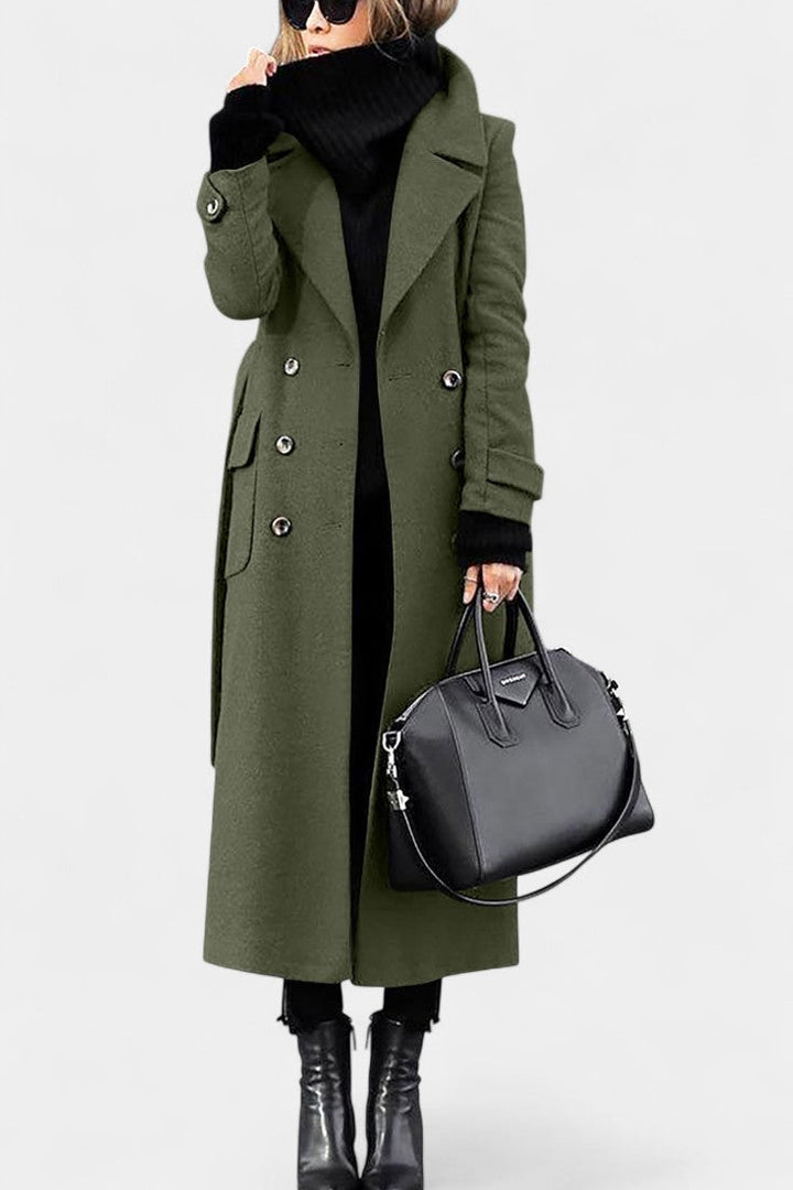 Roksana | Dopasowany Długi Płaszcz Dwurzędowy