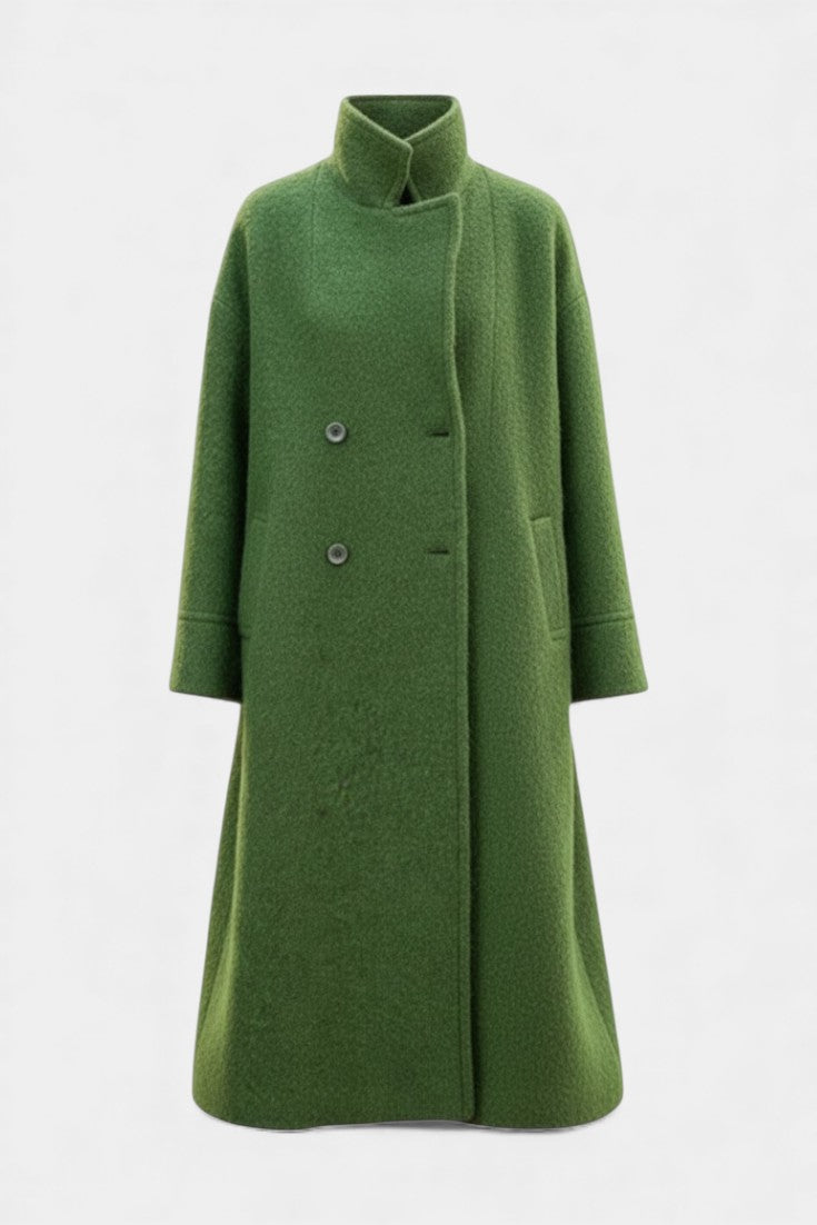 Kornelia | Oversize Długi Płaszcz Dwurzędowy